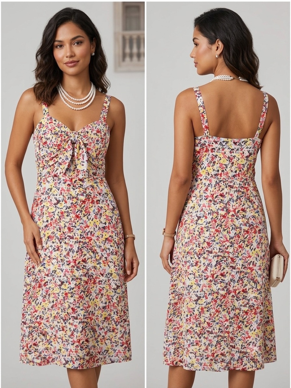 julia jordan Multi-Color Floral Tie-Front Midi Dress. ITEM #10